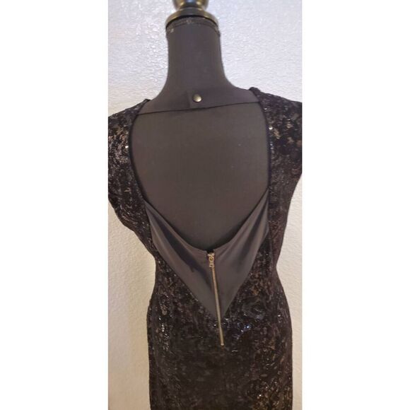 Alice + Olivia Black Sequin Velvet Mesh Open Back Mini Dress Size Large - Picture 10 of 12